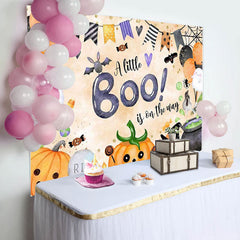 Lofaris Orange Little Boo Halloween Baby Shower Backdrop