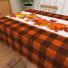 Lofaris Orange Marple Leaves Pumpkin Autumn Tablecloths