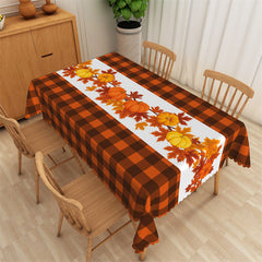 Lofaris Orange Marple Leaves Pumpkin Autumn Tablecloths