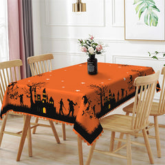 Lofaris Orange Night Star Halloween Rectangle Tablecloth