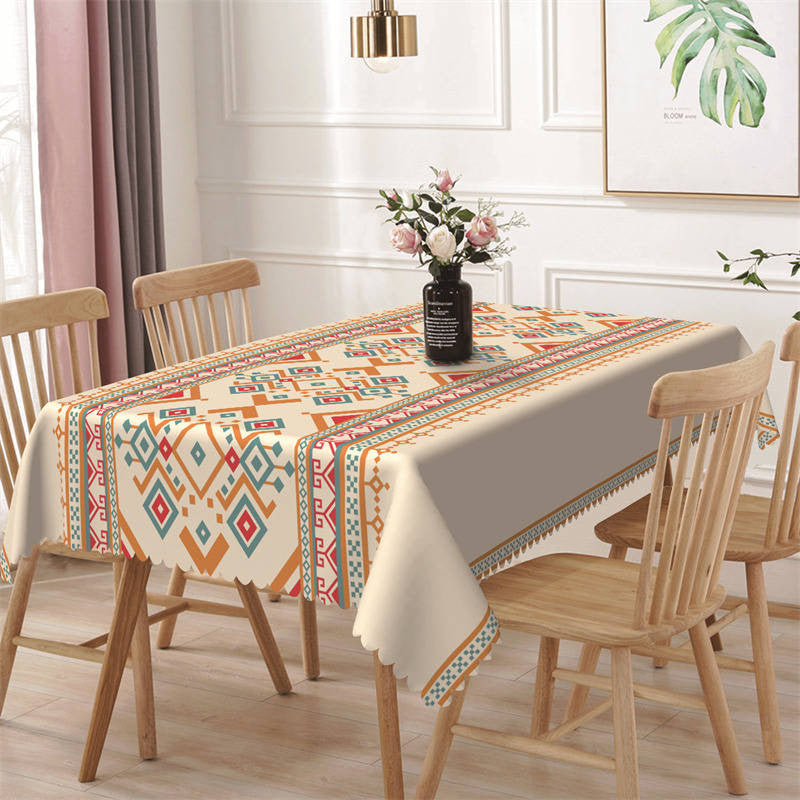 Lofaris Orange Pattern Ethnic Design Rectangle Tablecloth