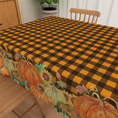 Lofaris Orange Plaid Pumpkin Autumn Theme Tablecloth For Kitchen