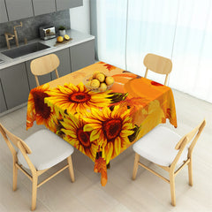 Lofaris Orange Pumpkin Sunflowers Leaves Square Tablecloth