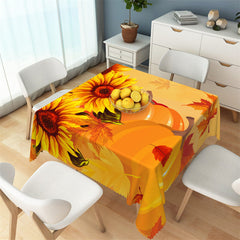 Lofaris Orange Pumpkin Sunflowers Leaves Square Tablecloth