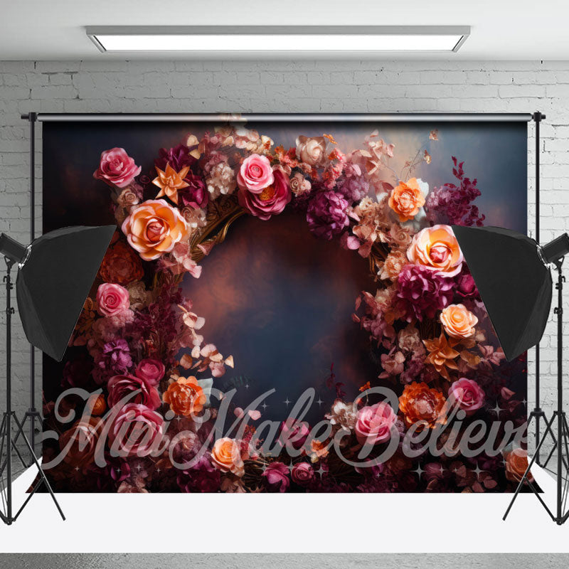 Lofaris Orange Purple Flower Wreath Abstract Wall Backdrop