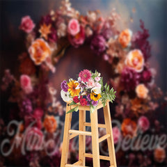 Lofaris Orange Purple Flower Wreath Abstract Wall Backdrop