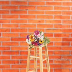 Lofaris Orange Red Classic Brick Wall Photography Backdrop