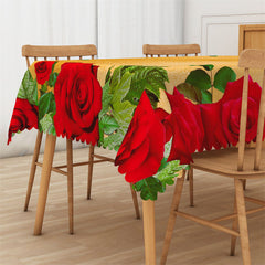 Lofaris Orange Red Roses Rectangle Tablecloth for Kitchen