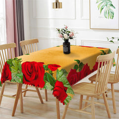 Lofaris Orange Red Roses Rectangle Tablecloth for Kitchen