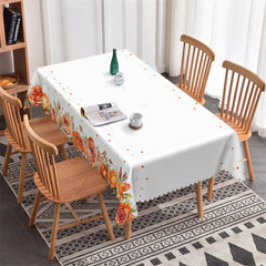 Lofaris Orange Rose Flower Pattern Rectangle Tablecloth