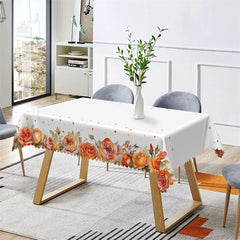 Lofaris Orange Rose Flower Pattern Rectangle Tablecloth