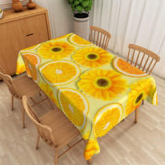 Lofaris Orange Sunflower Patterns Yellow Vivid Tablecloth