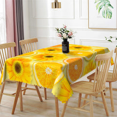 Lofaris Orange Sunflower Patterns Yellow Vivid Tablecloth