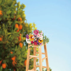 Lofaris Orange Trees Under The Blue Sky Fruit Photo Backdrop