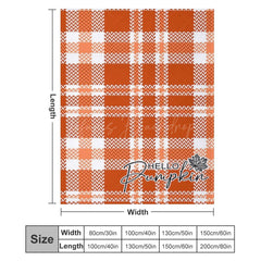 Lofaris Orange White Plaid Fall Hello Pumpkin Custom Blanket