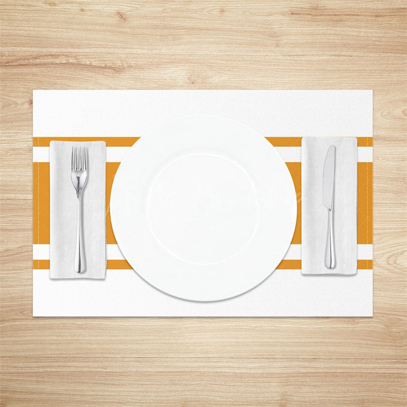 Lofaris Orange White Simple Lines Dinner Set Of 4 Placemats