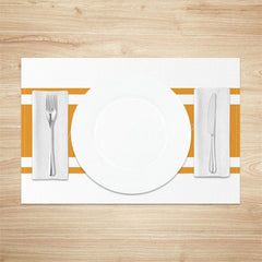 Lofaris Orange White Simple Lines Dinner Set Of 4 Placemats