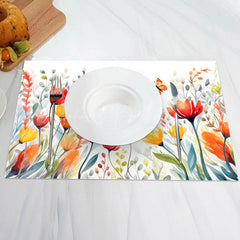 Lofaris Orange Yellow Floral Painting Set Of 4 Placemats