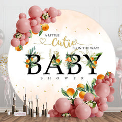 Lofaris Oranges Green Leaf Simple Round Baby Shower Backdrop