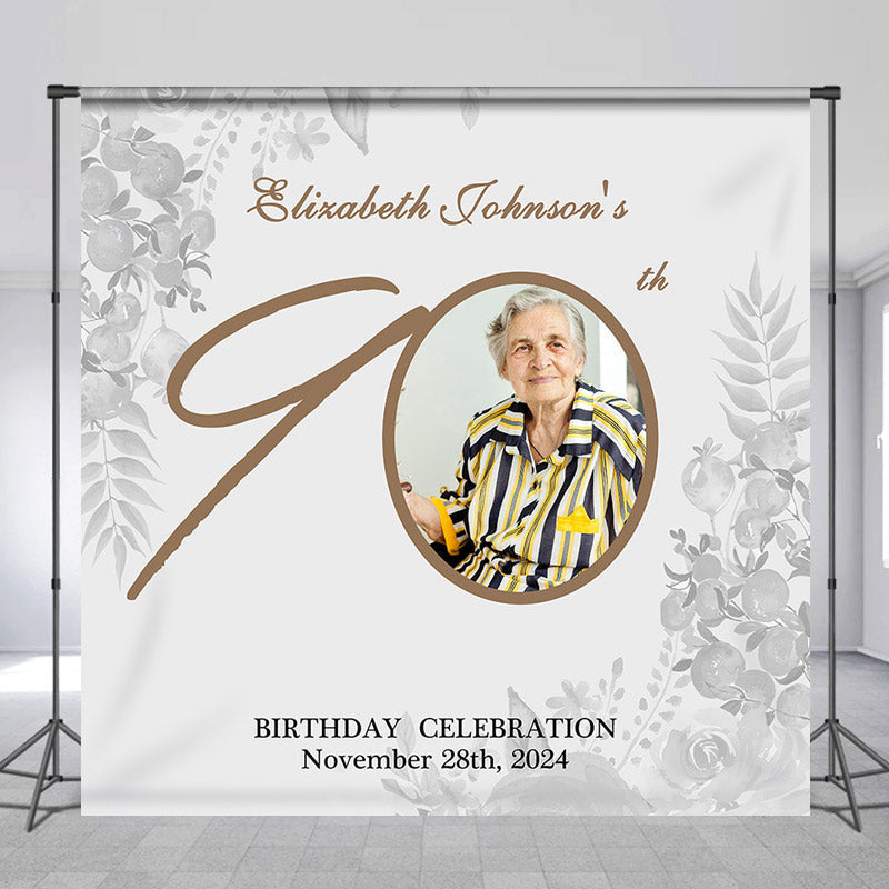 Lofaris Oranges Leaves Bokeh Custom Photo 90th Birthday Backdrop