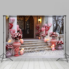 Lofaris Ornate Front Door Rose Heart Valentines Day Backdrop