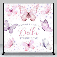 Lofaris Our Litter Butterfly Pink Custom Birthday Backdrop