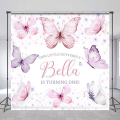 Lofaris Our Litter Butterfly Pink Custom Birthday Backdrop