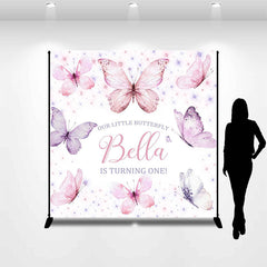 Lofaris Our Litter Butterfly Pink Custom Birthday Backdrop