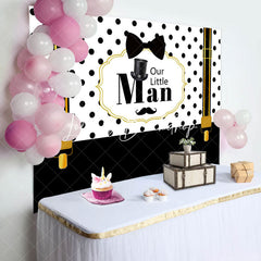 Lofaris Our Little Man Black White Strap Baby Shower Backdrop