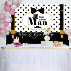 Lofaris Our Little Man Black White Strap Baby Shower Backdrop