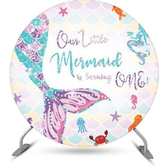 Lofaris Our Little Mermaid Scale Round 1st Birthday Backdrop