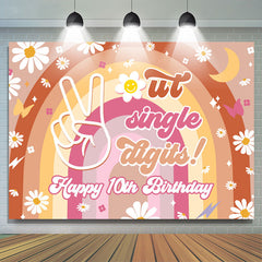 Lofaris Out Single Digits Rainbow Floral 10th Birthday Backdrop