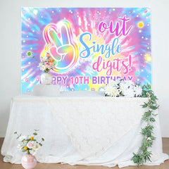 Lofaris Out Single Digits Watercolor 10th Birthday Backdrop