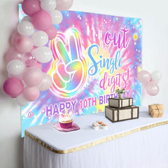 Lofaris Out Single Digits Watercolor 10th Birthday Backdrop