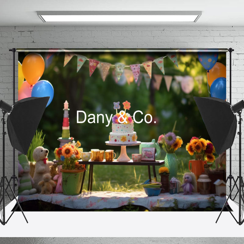 Lofaris Outdoor Balloon Birthday Cake Smash Photo Backdrop