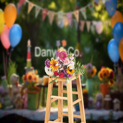 Lofaris Outdoor Balloon Birthday Cake Smash Photo Backdrop