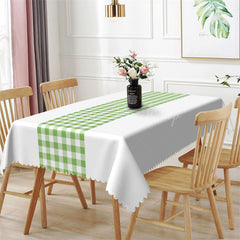 Lofaris Outdoor Green White Gingham Rectangle Tablecloth