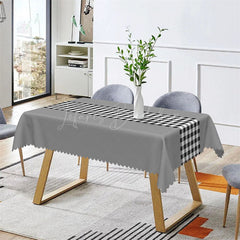 Lofaris Outdoor Simple Gingham Grey Rectangle Tablecloth