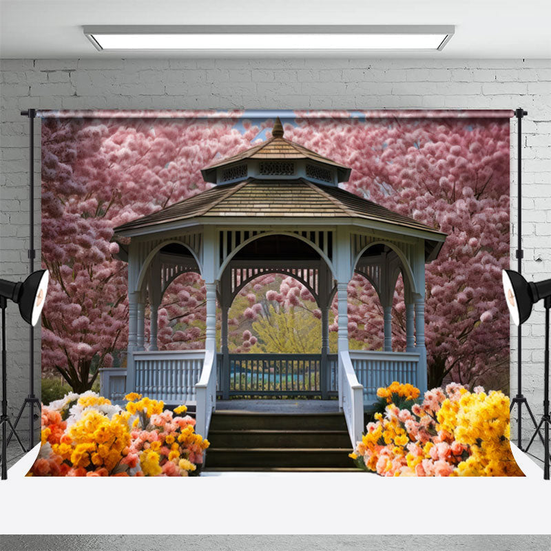 Lofaris Outdoors Pavilion Pink Sakura Flower Spring Backdrop