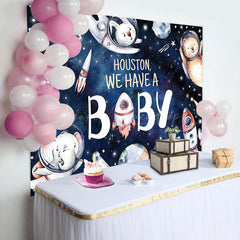 Lofaris Outer Space Planet Animals Baby Shower Backdrop