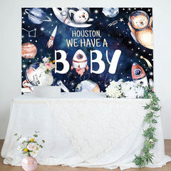 Lofaris Outer Space Planet Animals Baby Shower Backdrop