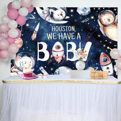 Lofaris Outer Space Planet Animals Baby Shower Backdrop