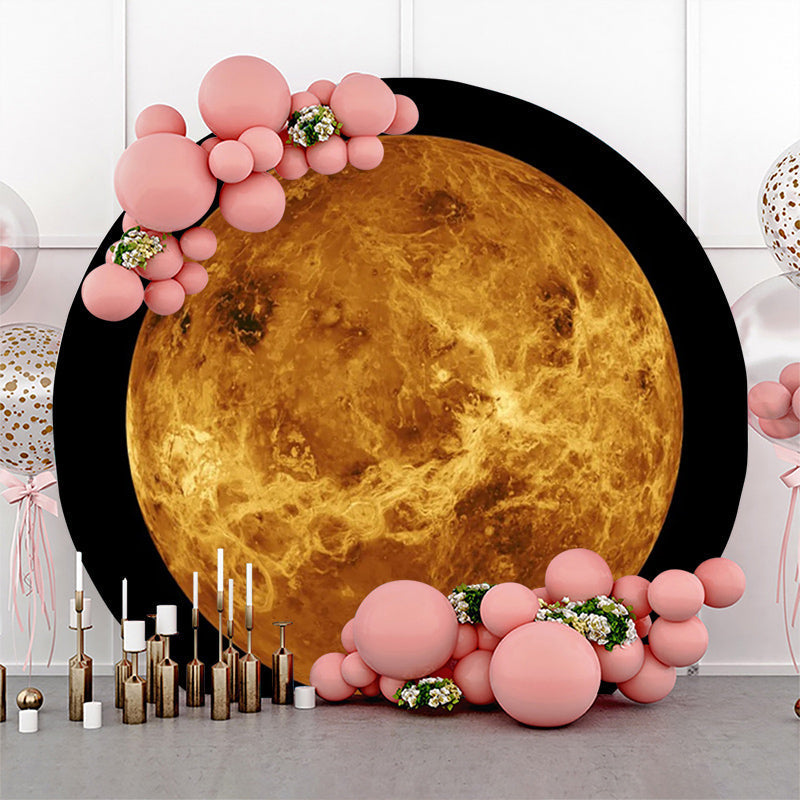 Lofaris Outer Space Venus Top View Circle Birthday Backdrop