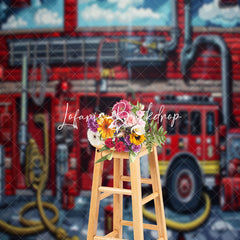 Lofaris Painted Firefighting Operations Cake Smash Backdrop