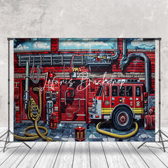 Lofaris Painted Firefighting Operations Cake Smash Backdrop