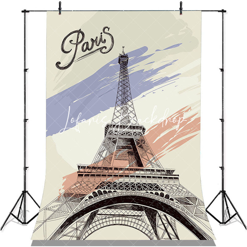 Lofaris Painted Paris Eiffel Tower Birthday Party Backdrop