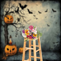 Lofaris Painting Pumpkin Bat Tree Halloween Photo Backdrop