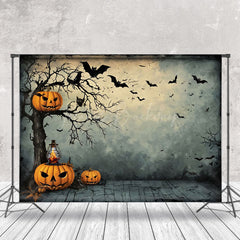 Lofaris Painting Pumpkin Bat Tree Halloween Photo Backdrop