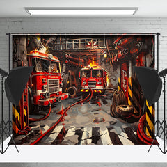 Lofaris Painting Red Fire Truck Cake Smash Photo Backdrop