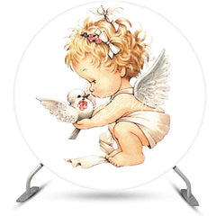 Lofaris Painting White Pigeon Angel Baby Baptism Backdrop